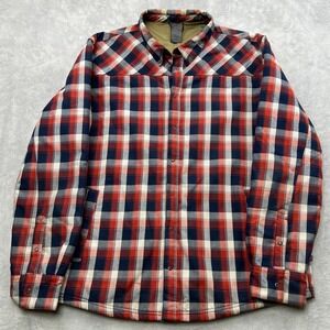 Adidas Insulated Plaid Jacket XL Red Navy Hiking Quilted Shacket F95730 Deebo